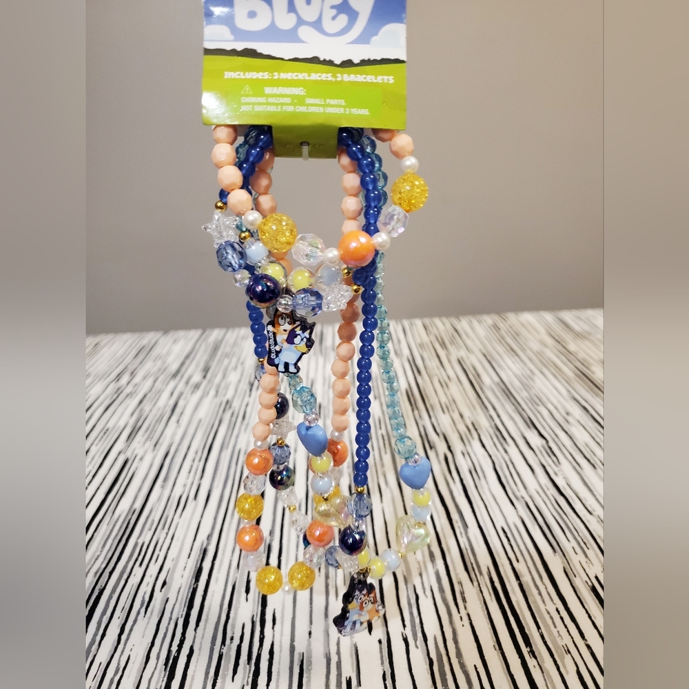 Bluey Beaded 3 Necklaces 3 Bracelets Set